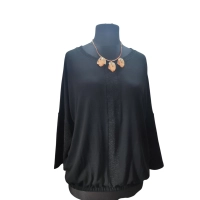 Wieczorowa Bluzka bombka z błyszczącym wstawkami - czarna